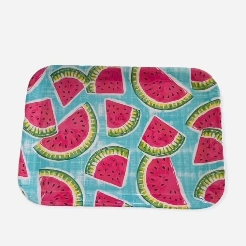 Watermelon Plastic Serving Tray Colorful 15.5x11.5 Summer Party Picnic Platter